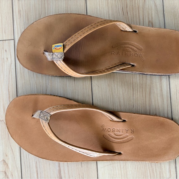 Rainbow Luxury Tan Leather Sandals - Picture 1 of 4